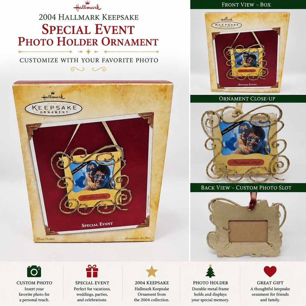 Hallmark Keepsake‎ Ornament 2004 Special Event Photo Holder Gold Scroll Frame